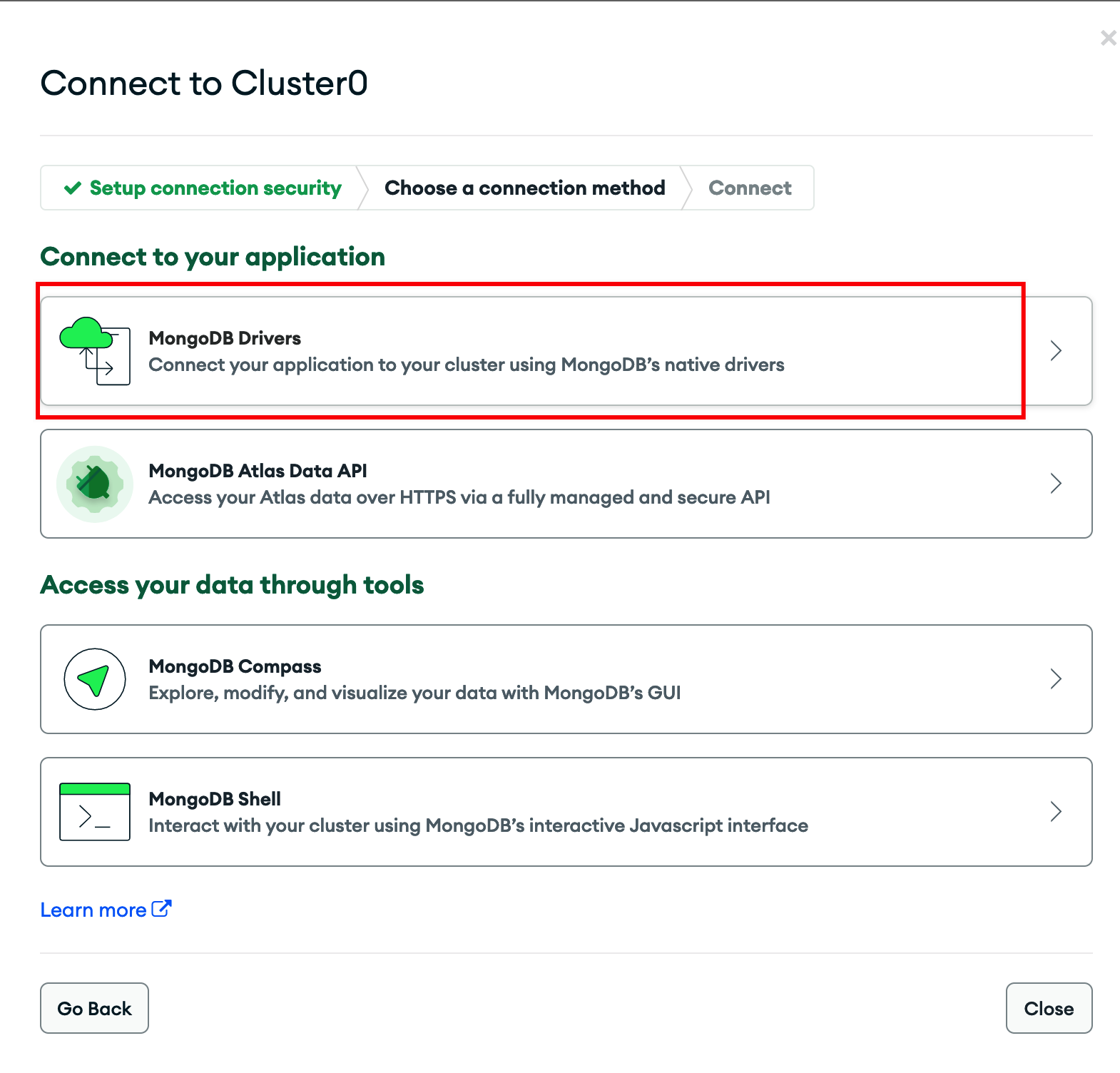 点击 MongoDB Drivers